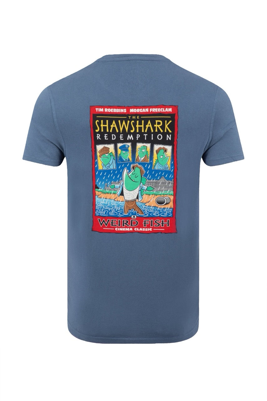 Weird Fish Mens Shawshark Redemption T-Shirt 204374 Blue Clothing S / Blue,M / Blue,L / Blue,XL / Blue