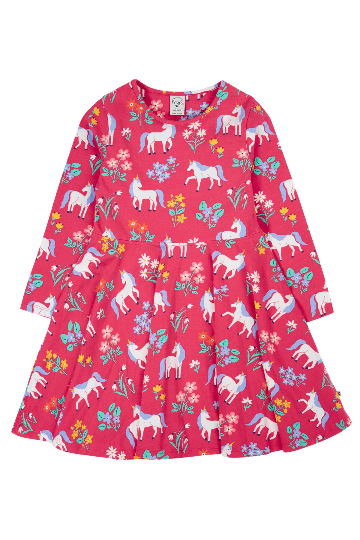 Frugi Sofia Skater Dress 500028A5rufl Unicorn Floral Clothing 2-3YRS / Pink,3-4YRS / Pink,4-5YRS / Pink,5-6YRS / Pink,6-7YRS / Pink,7-8YRS / Pink,8-9YRS / Pink