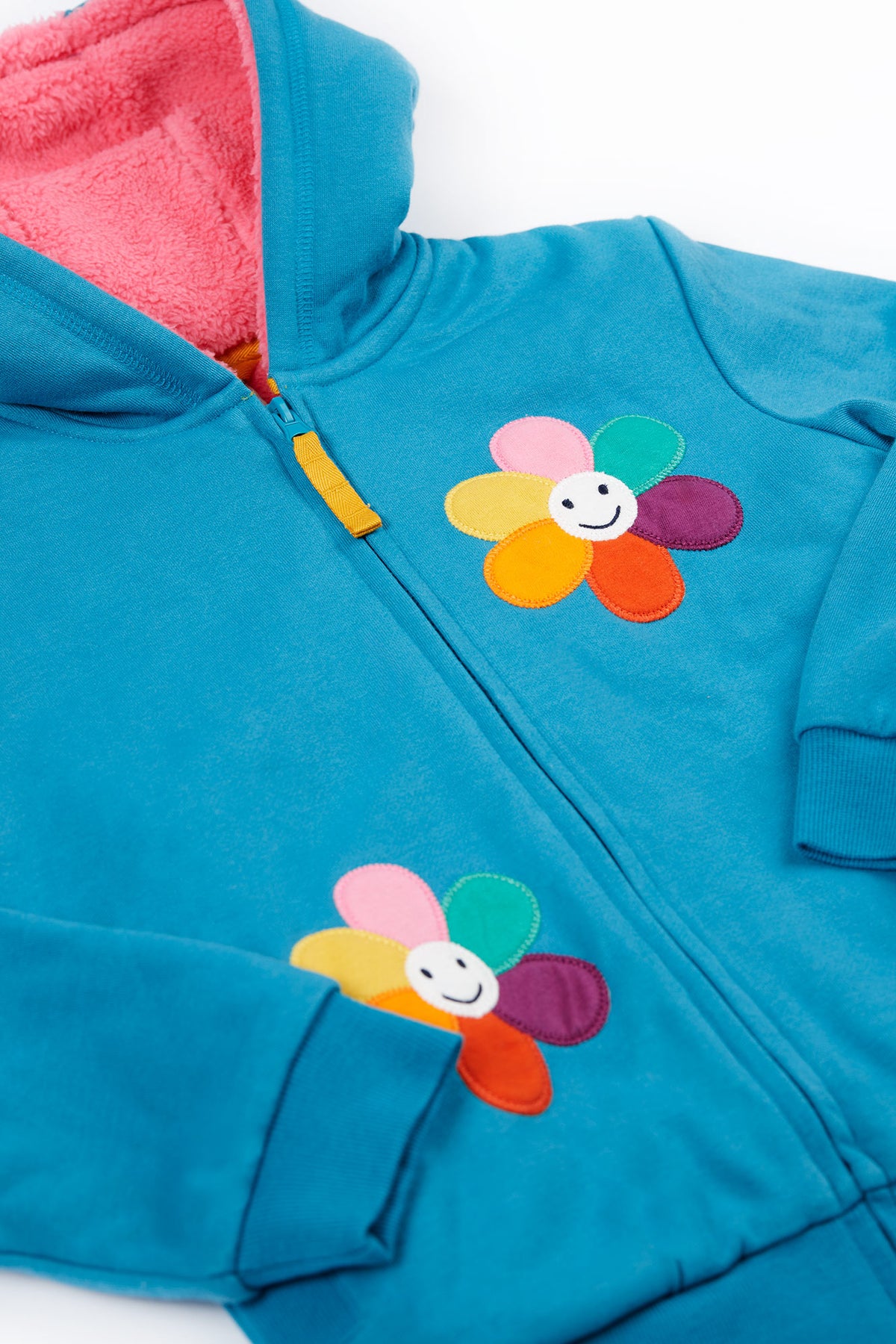 Frugi Ted Fleece Lined Hoodie 500667A5bbfw Blue Flowers Clothing 3-4YRS / Blue,4-5YRS / Blue,5-6YRS / Blue,6-7YRS / Blue,7-8YRS / Blue,8-9YRS / Blue