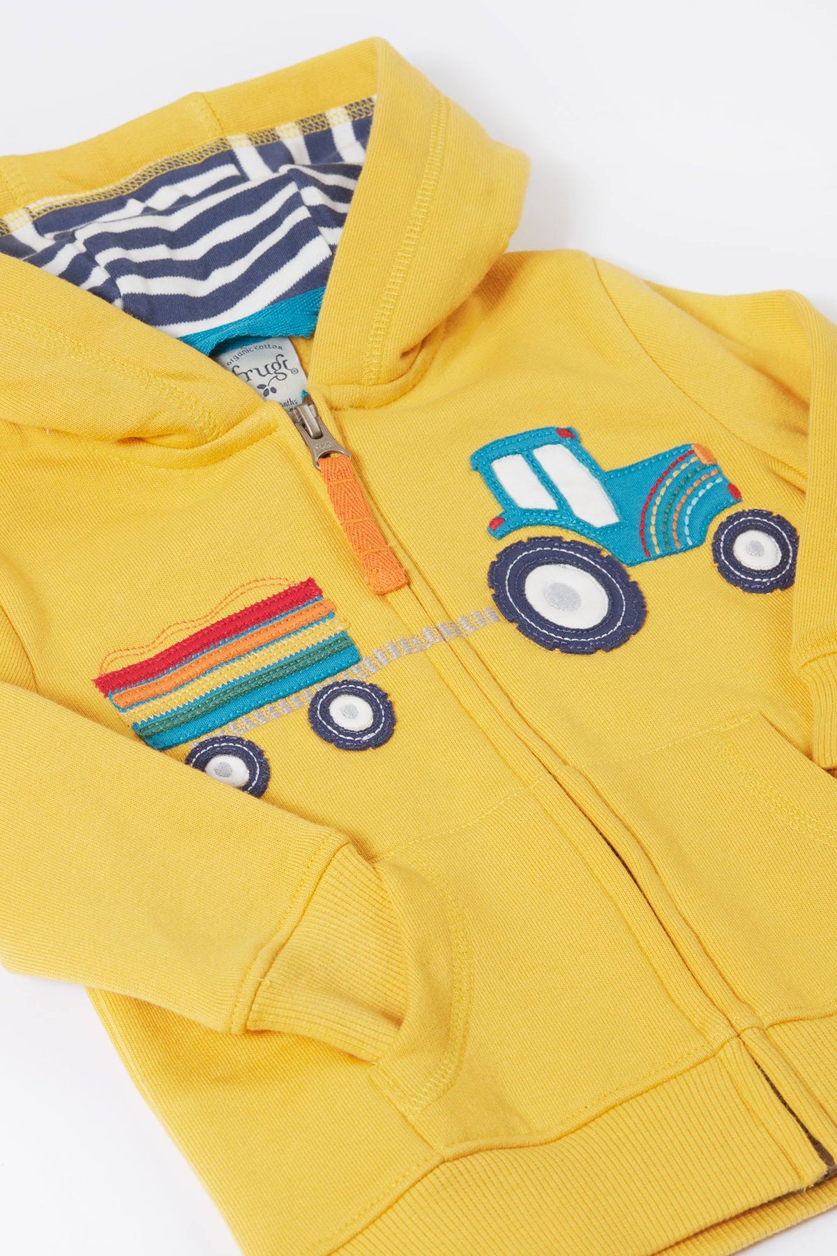 Frugi Carbis Infant Hoodie 500153A5bbtr Tractor Clothing 6-9M / Yellow,9-12M / Yellow,12-18M / Yellow