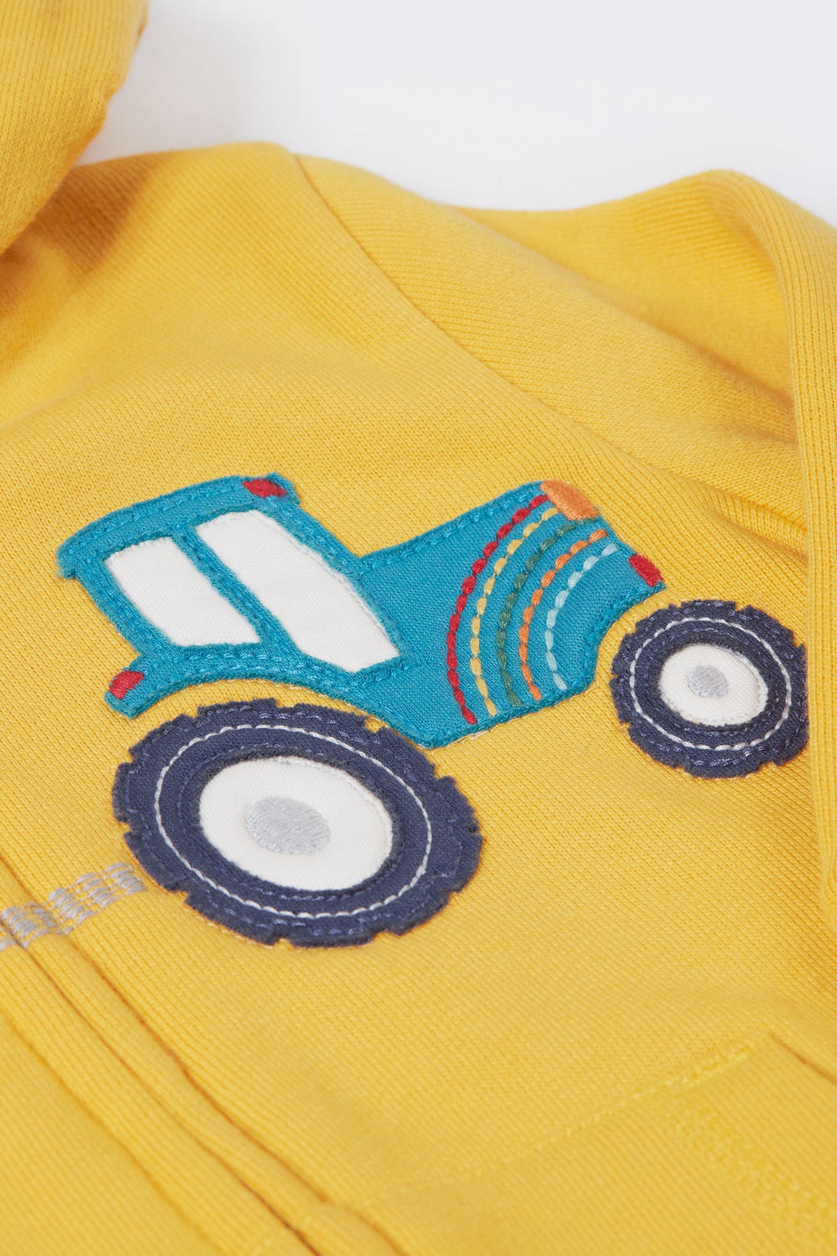 Frugi Carbis Infant Hoodie 500153A5bbtr Tractor Clothing 6-9M / Yellow,9-12M / Yellow,12-18M / Yellow