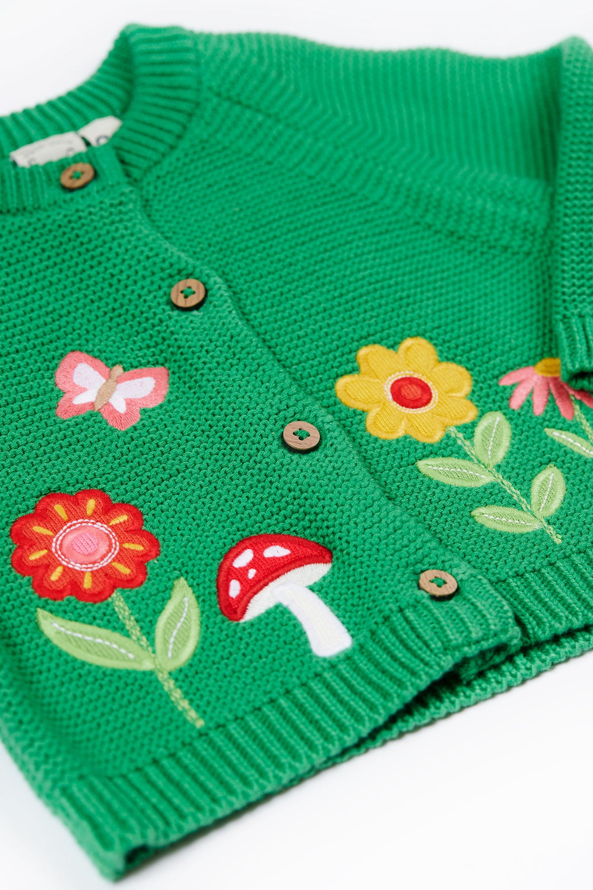 Frugi Colby Cardigan 500147A5clfl Toadstool Flowers Clothing 3-6M / Green,6-9M / Green,9-12M / Green,12-18M / Green,18-24M / Green,2-3YRS / Green,3-4YRS / Green,4-5YRS / Green