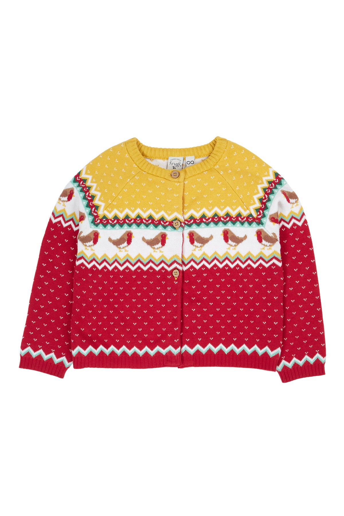 Frugi Carol Cardigan Festive Fairisle Clothing 2-3YRS / Red,3-4YRS / Red,4-5YRS / Red,5-6YRS / Red,6-7YRS / Red,7-8YRS / Red,8-9YRS / Red