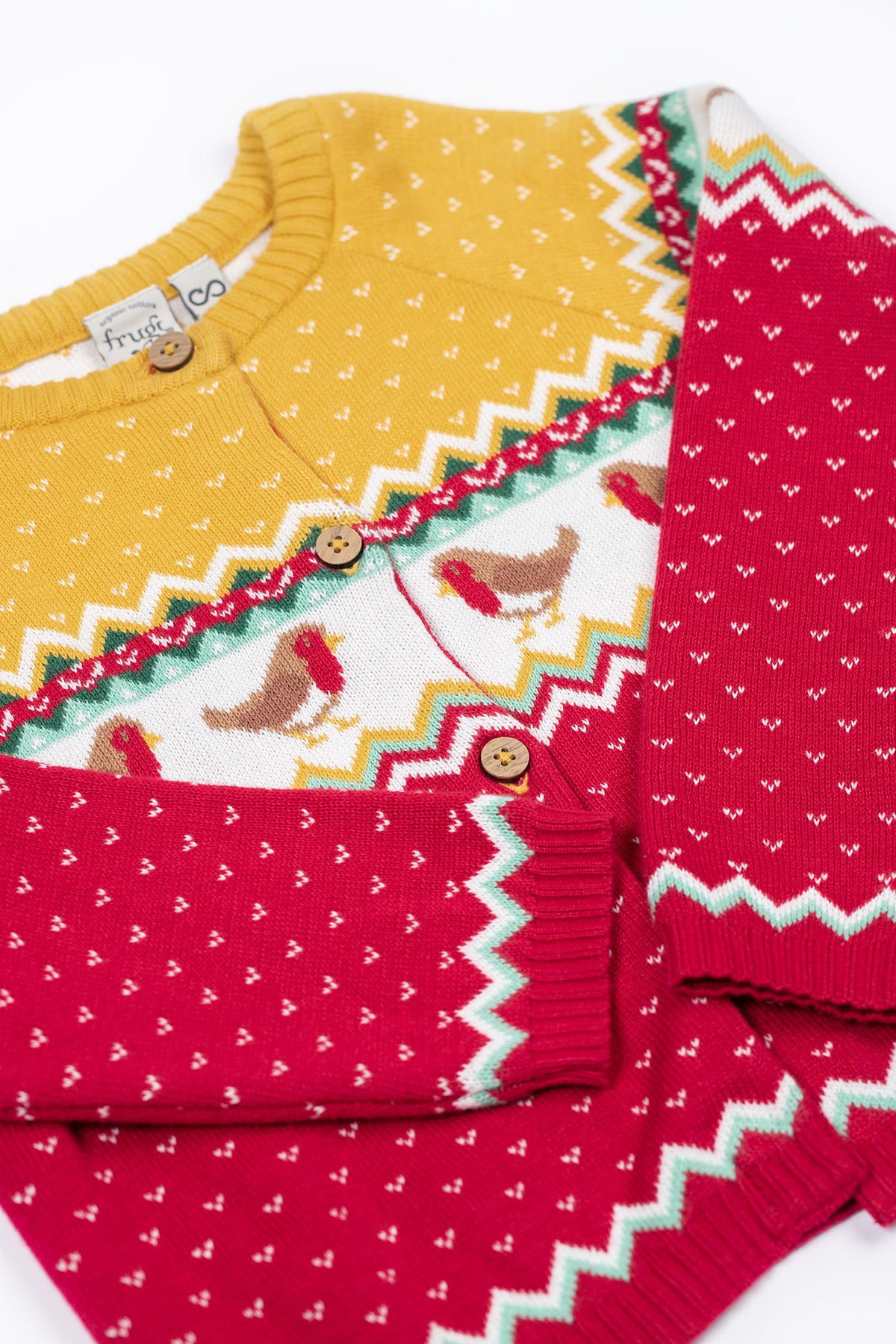 Frugi Infant Carol Cardigan Festive Fairisle Clothing 6-9M / Red,9-12M / Red,12-18M / Red,18-24M / Red