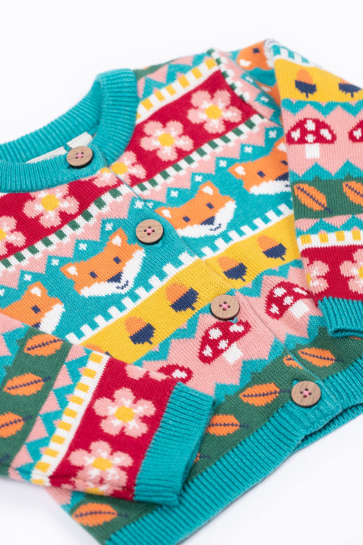 Frugi Robyn Fairisle Cardigan 501674A5fofi Clothing 6-9M / Multi,9-12M / Multi,12-18M / Multi,18-24M / Multi,2-3YRS / Multi,3-4YRS / Multi,4-5YRS / Multi