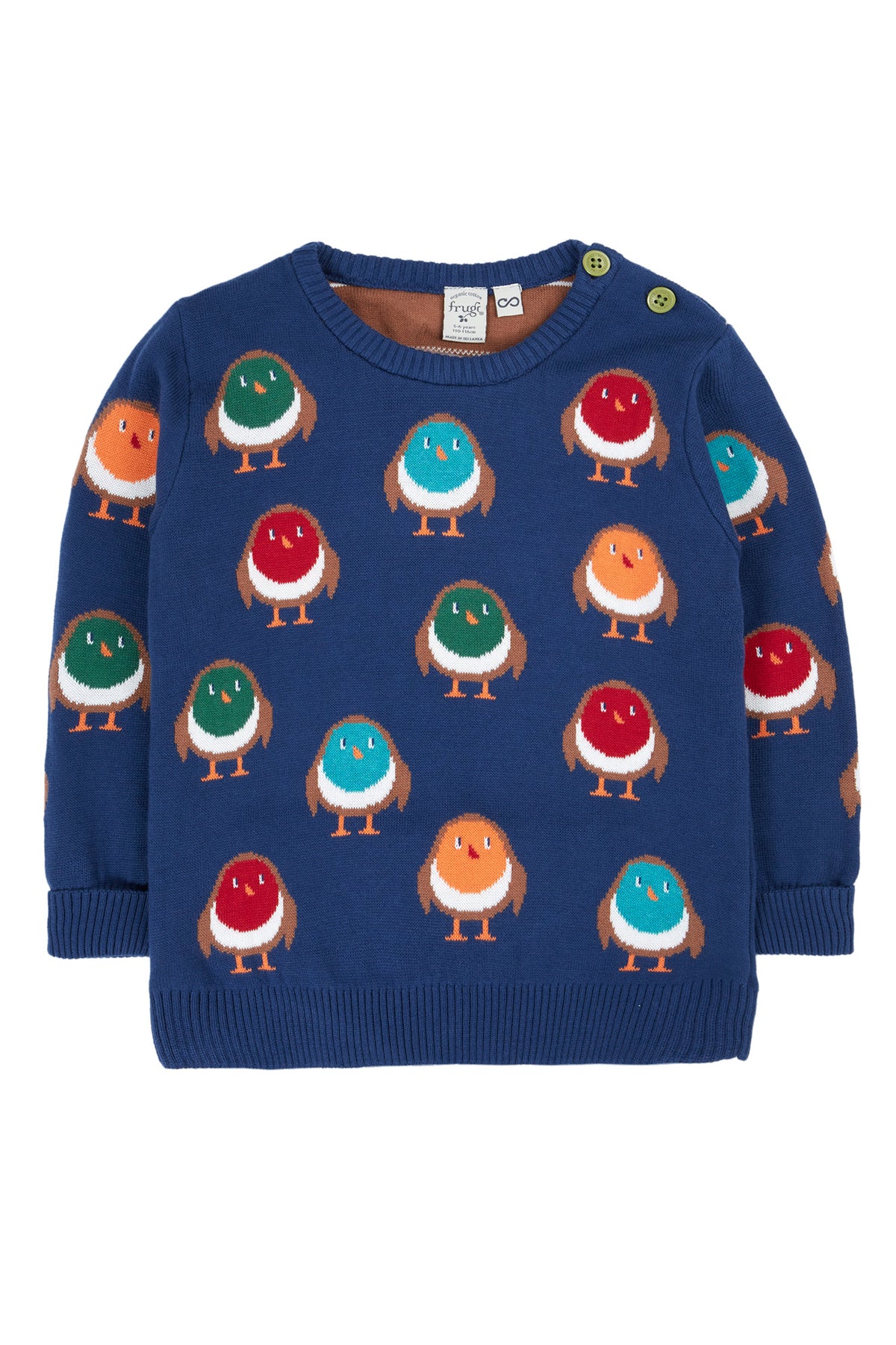 Frugi Jolly Knitted Jumper Rainbow Robins Clothing 2-3YRS / Navy,3-4YRS / Navy,4-5YRS / Navy,5-6YRS / Navy,6-7YRS / Navy,7-8YRS / Navy,8-9YRS / Navy
