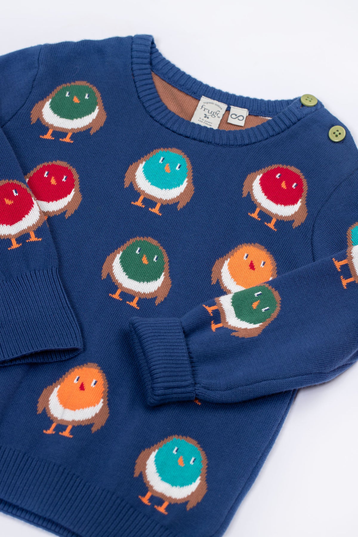 Frugi Infant Jolly Knitted Jumper Rainbow Robins Clothing 3-6M / Navy,6-9M / Navy,9-12M / Navy,12-18M / Navy,18-24M / Navy