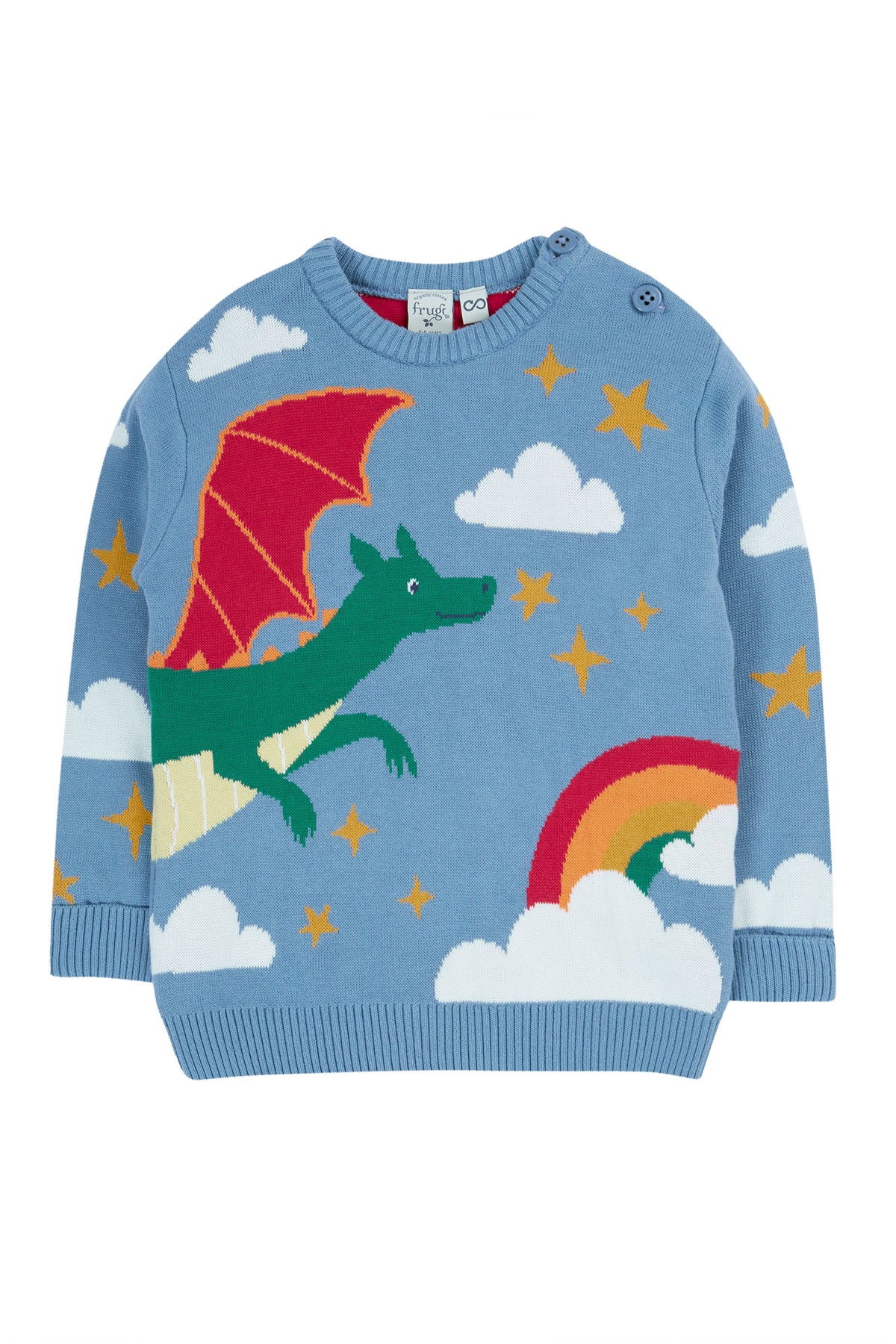 Frugi Elwood Knitted Jumper Dragon Skies Clothing 2-3YRS / Multi,3-4YRS / Multi,4-5YRS / Multi,5-6YRS / Multi,6-7YRS / Multi