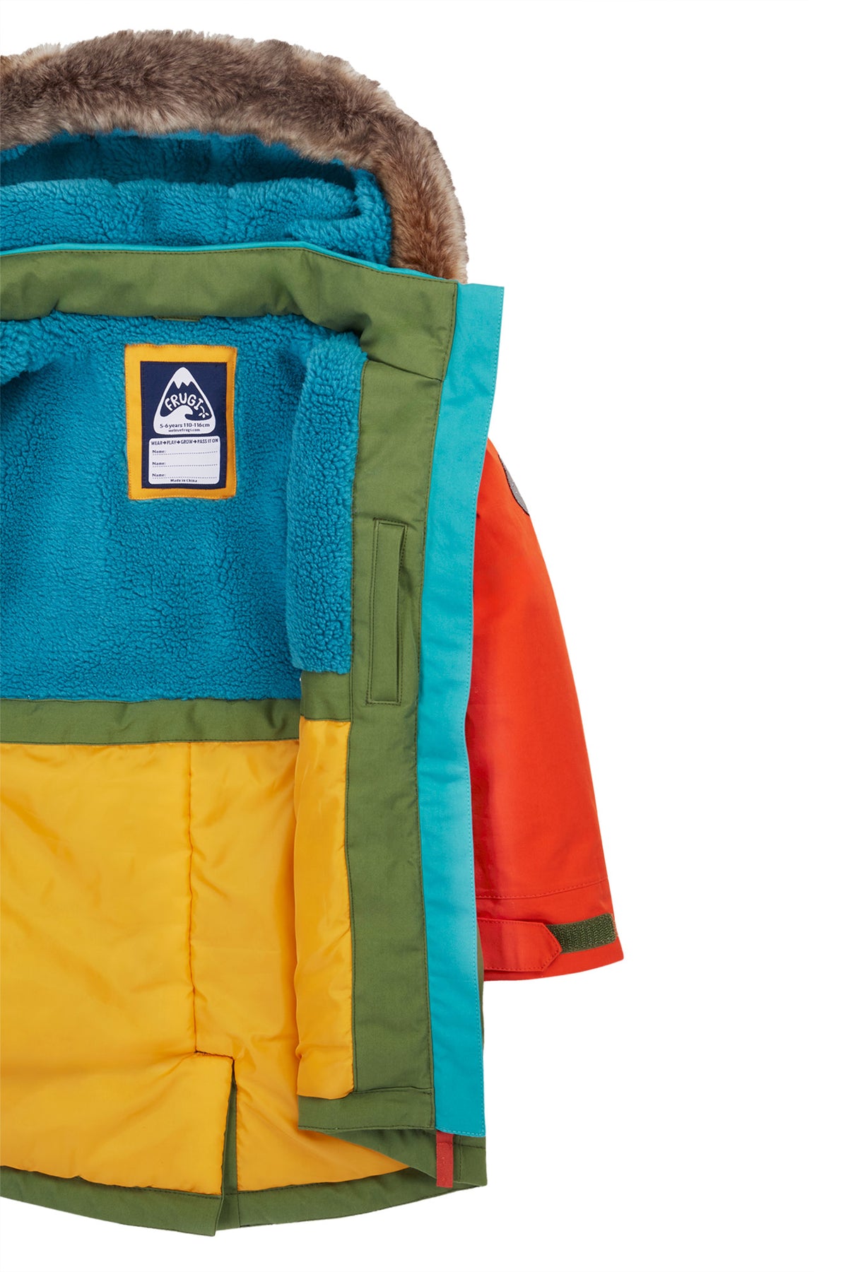Frugi Penhale Parka Coat Khaki Colourblock Clothing 4-5YRS / Multi,5-6YRS / Multi,6-7YRS / Multi,7-8YRS / Multi,8-9YRS / Multi