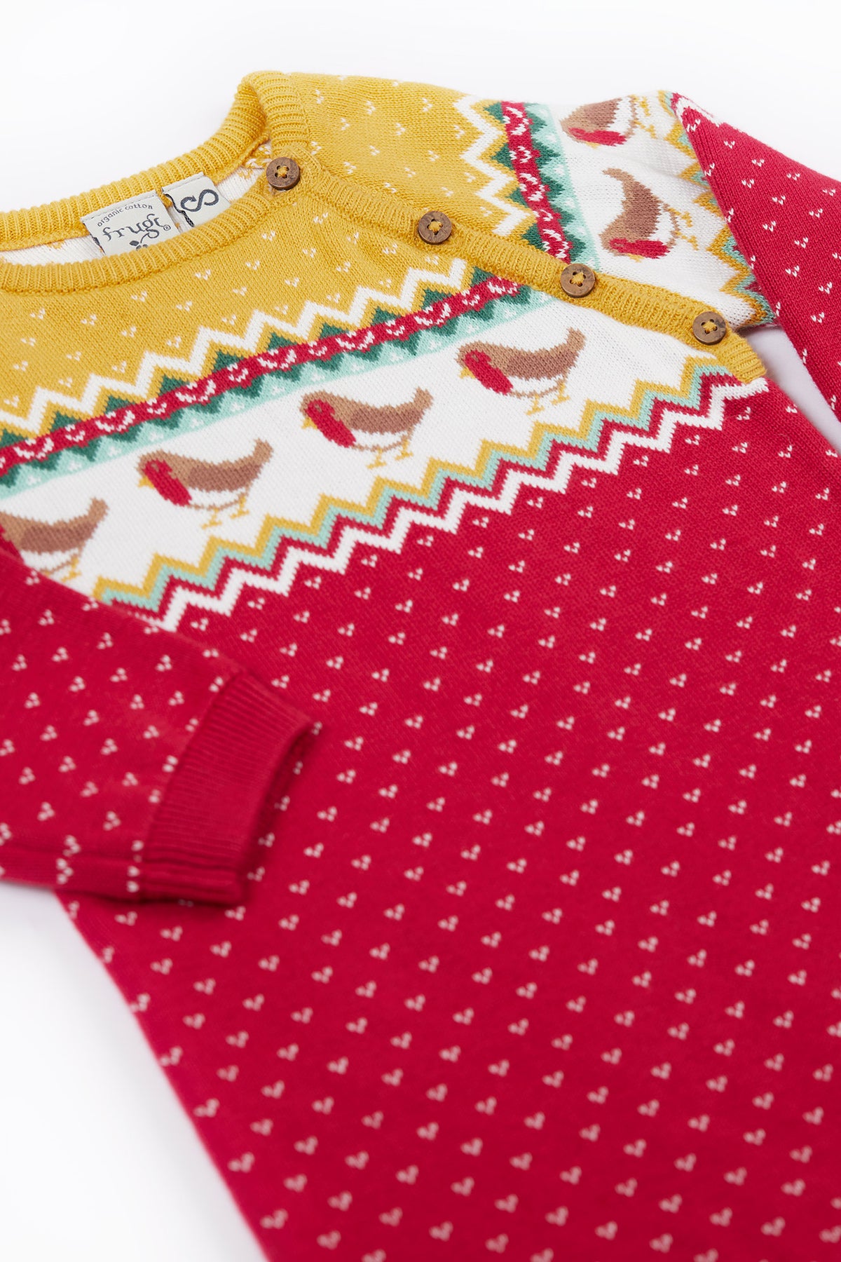 Frugi Lumi Knitted Romper 500005A5fefi Festive Fairisle Clothing 0-3M / Red,3-6M / Red,6-9M / Red