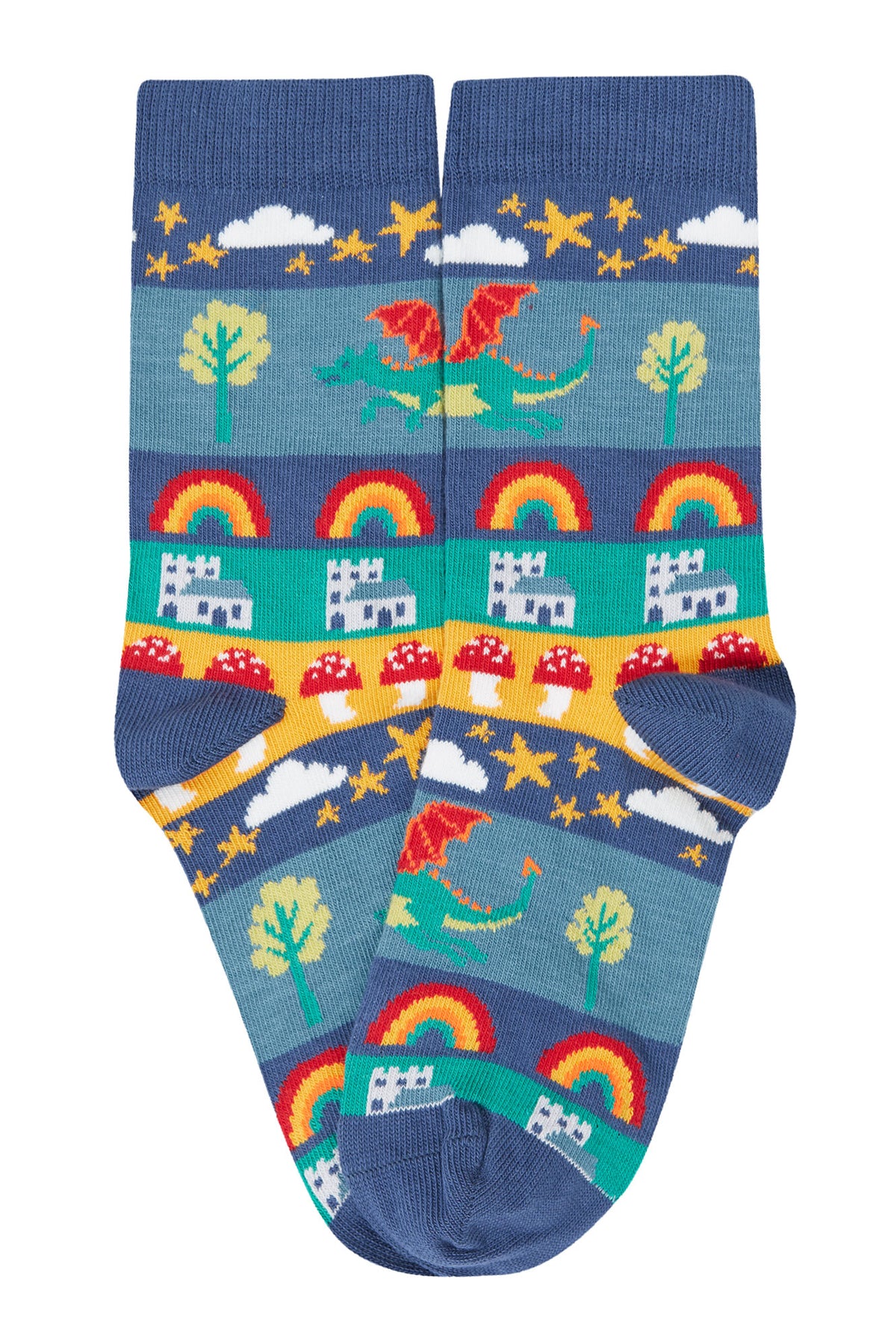 Frugi 3 Pack Socks 500038A5drsm Dragon Skies Clothing UK6-8 / Multi,UK9-12 / Multi,UK13-2 / Multi