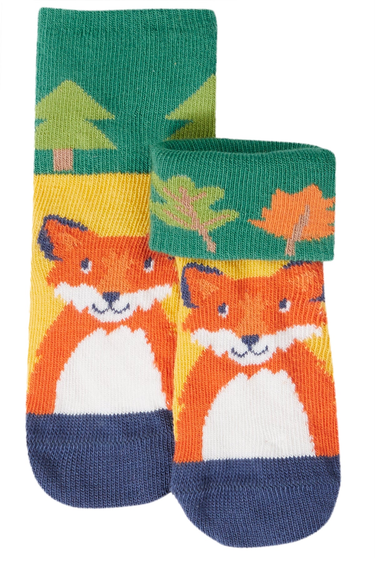 Frugi 2 Pack Fun Fold Over Socks Woodland Pals Clothing 0-6M / Multi,6-12M / Multi,1-2YRS / Multi,UK6-8 / Multi