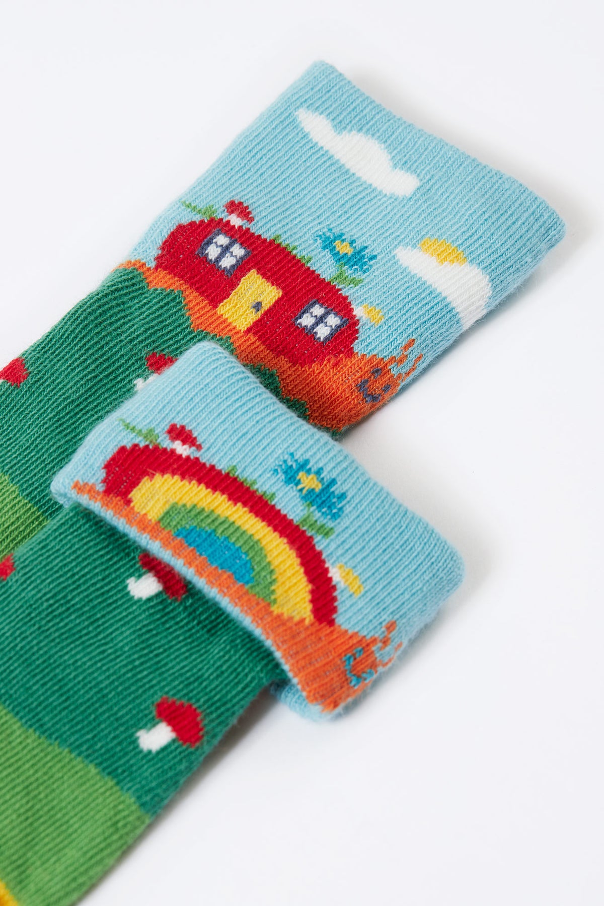 Frugi 2 Pack Fun Fold Over Socks Woodland Pals Clothing 0-6M / Multi,6-12M / Multi,1-2YRS / Multi,UK6-8 / Multi