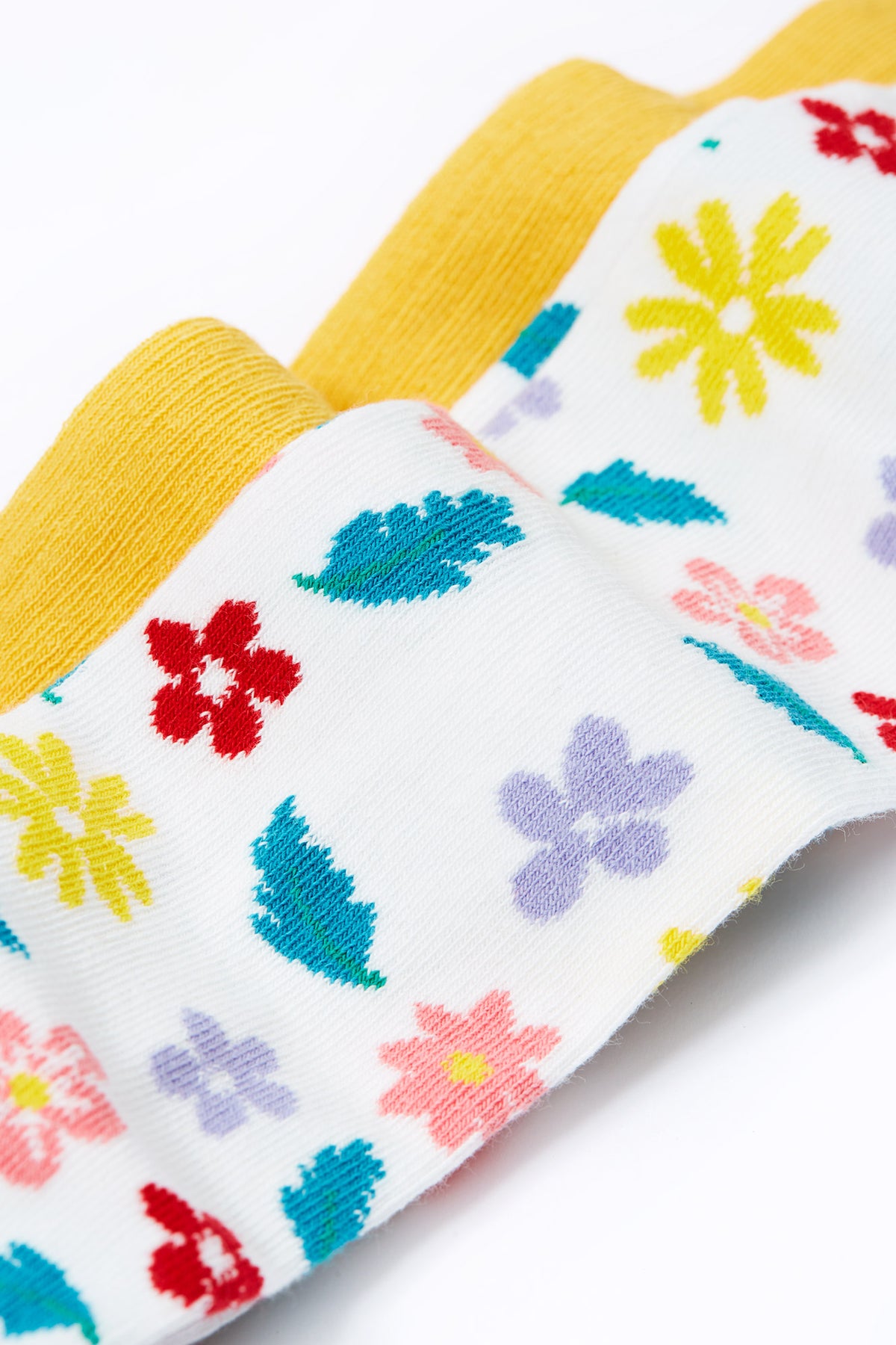 Frugi 2 Pack Infant Tights 500067A5bbfl Yellow Stripe Flowers Clothing 0-6M / Multi,6-12M / Multi,1-2YRS / Multi,2-4YRS / Multi