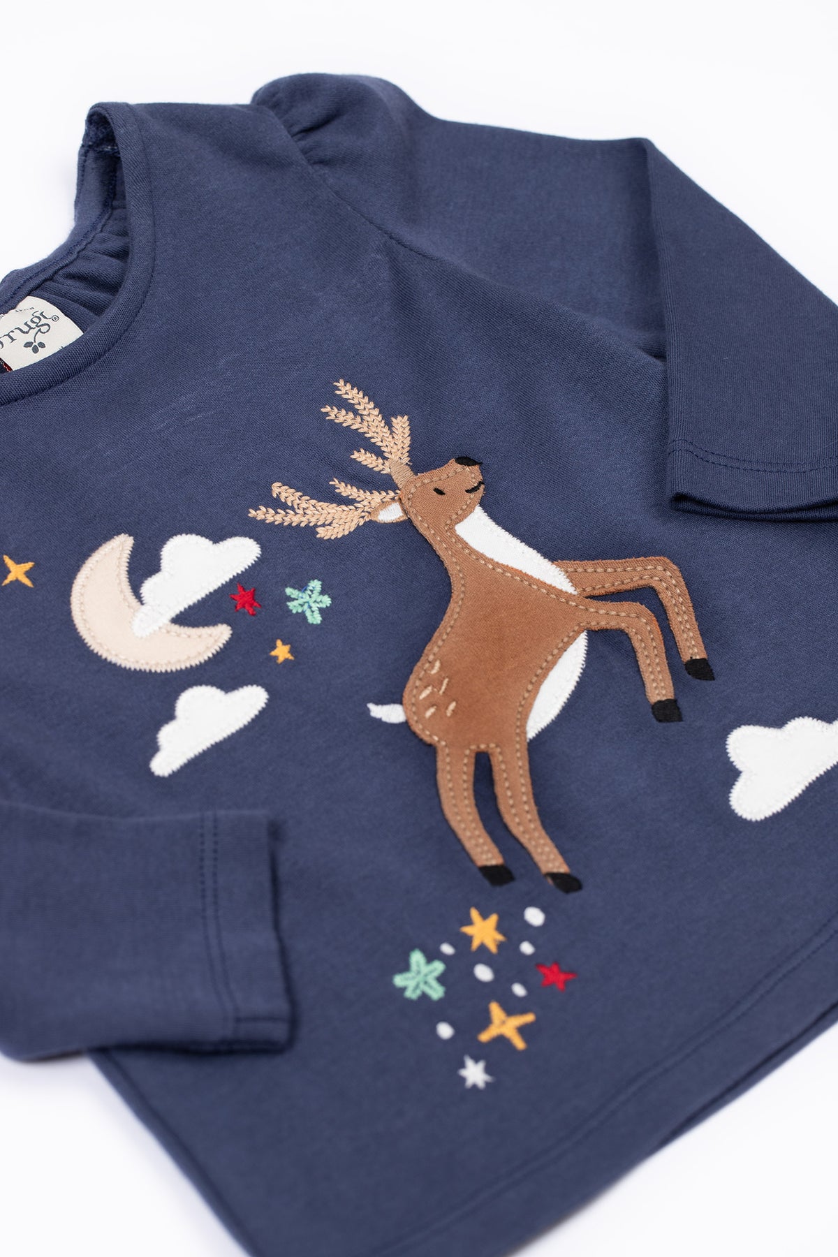 Frugi Caris Infant T-Shirt Navy Caribou Clothing 3-6M / Navy,6-9M / Navy,9-12M / Navy,12-18M / Navy,18-24M / Navy,2-3YRS / Navy,3-4YRS / Navy,4-5YRS / Navy