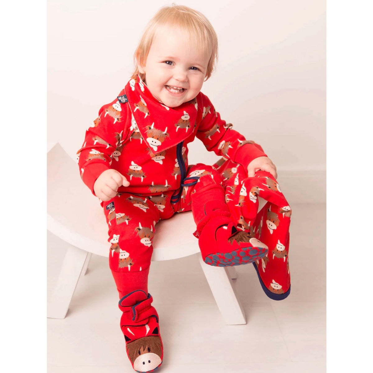 Blade &amp; Rose Hamish Highland Cow Romper Clothing 3-6M / Red