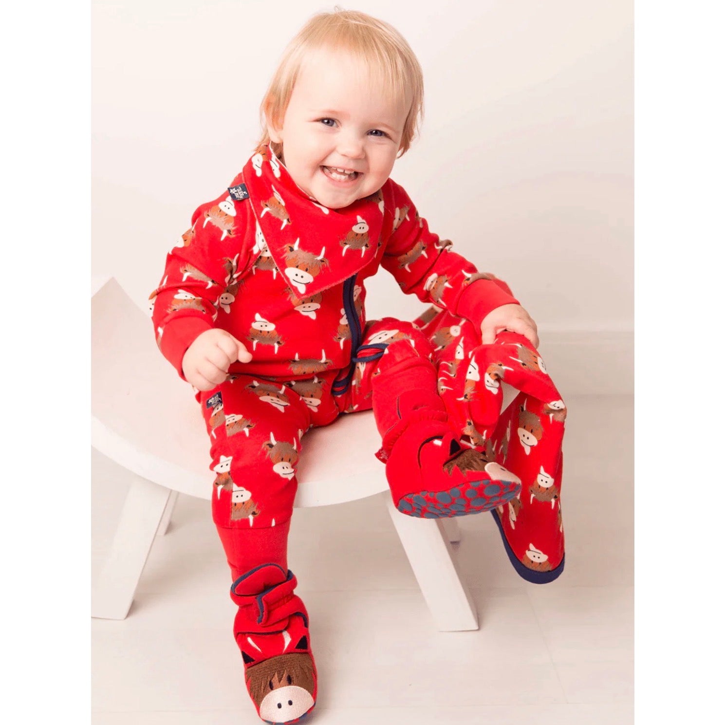 Blade & Rose Hamish Highland Cow Romper Clothing 3-6M / Red