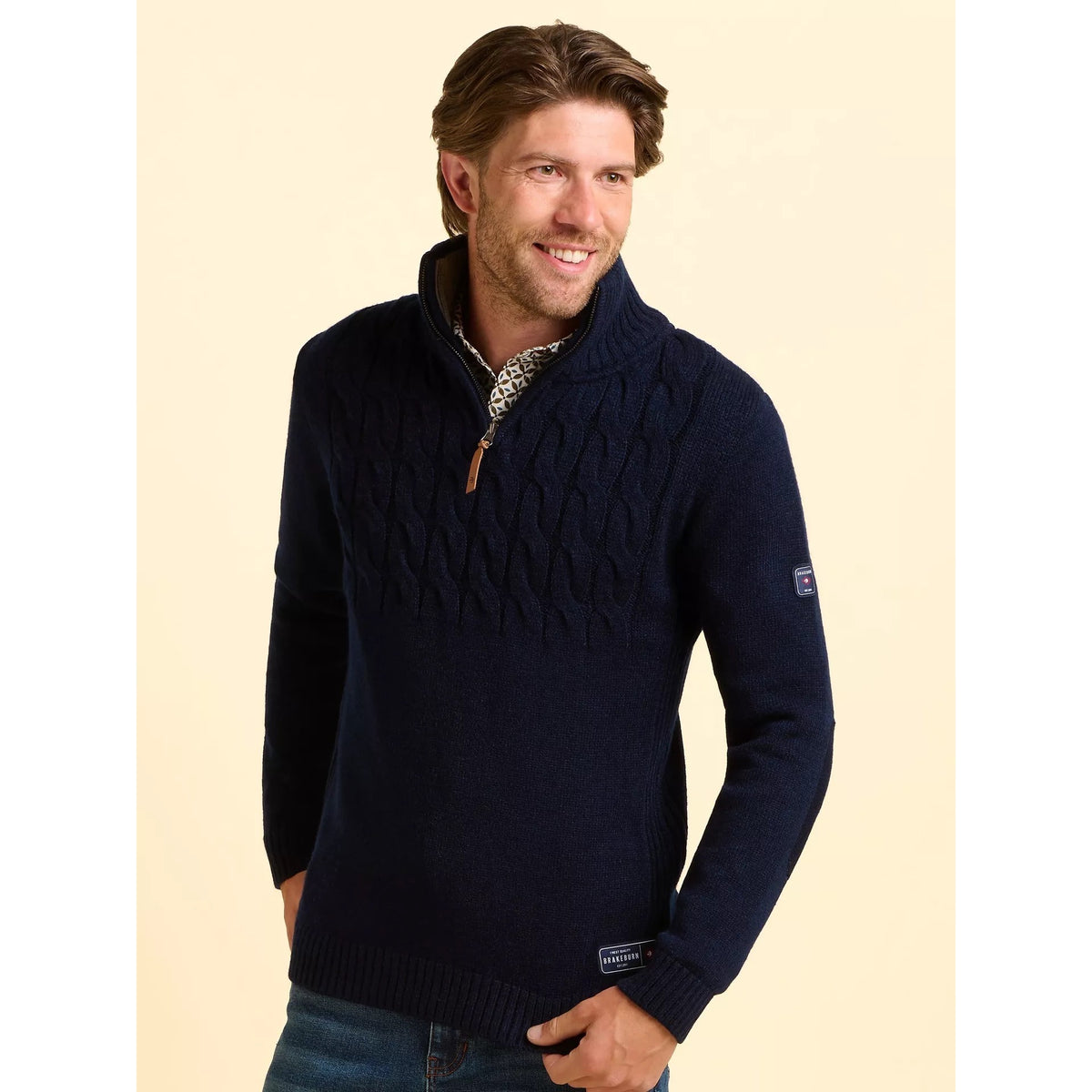 Brakeburn Mens Ainsworth Quarter Zip Sweater Bbmknt0013429aw25 Navy Clothing M / Navy,L / Navy,XL / Navy,XXL / Navy