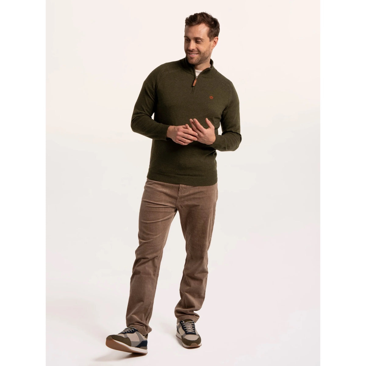 Brakeburn Mens Buckhurst Quarter Zip Moss Green Clothing S / Green,M / Green,L / Green,XL / Green,XXL / Green