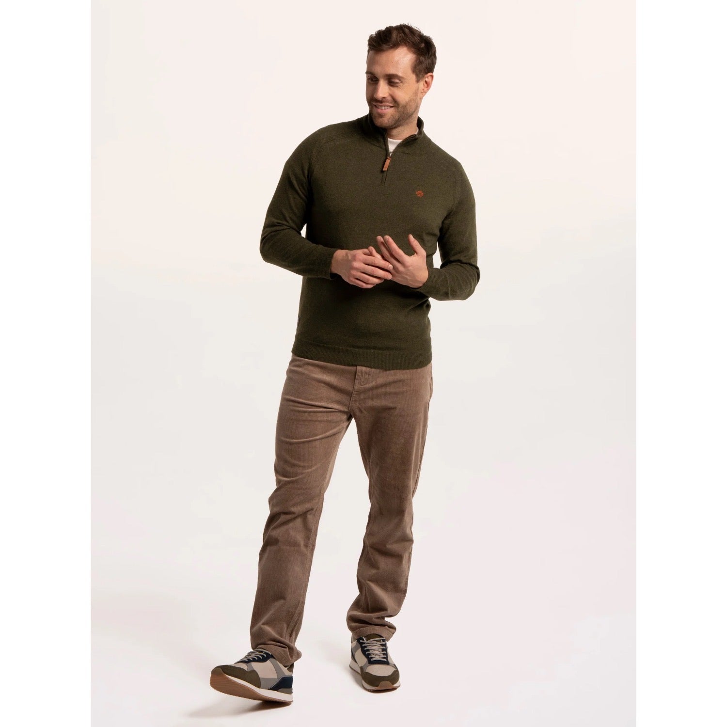 Brakeburn Mens Buckhurst Quarter Zip Moss Green Clothing S / Green,M / Green,L / Green,XL / Green,XXL / Green