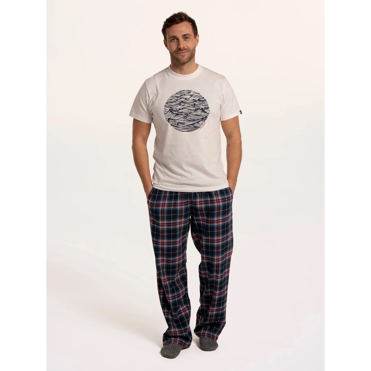 Brakeburn Mens Cassington Check Pyjama Bottoms Navy Clothing 30R / Navy,32R / Navy,34R / Navy,36R / Navy
