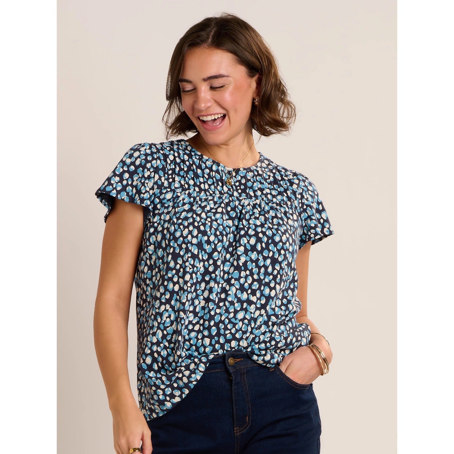 Brakeburn Womens Beau Blouse Blue Print Clothing UK8 / Blue,UK12 / Blue,UK14 / Blue,UK16 / Blue