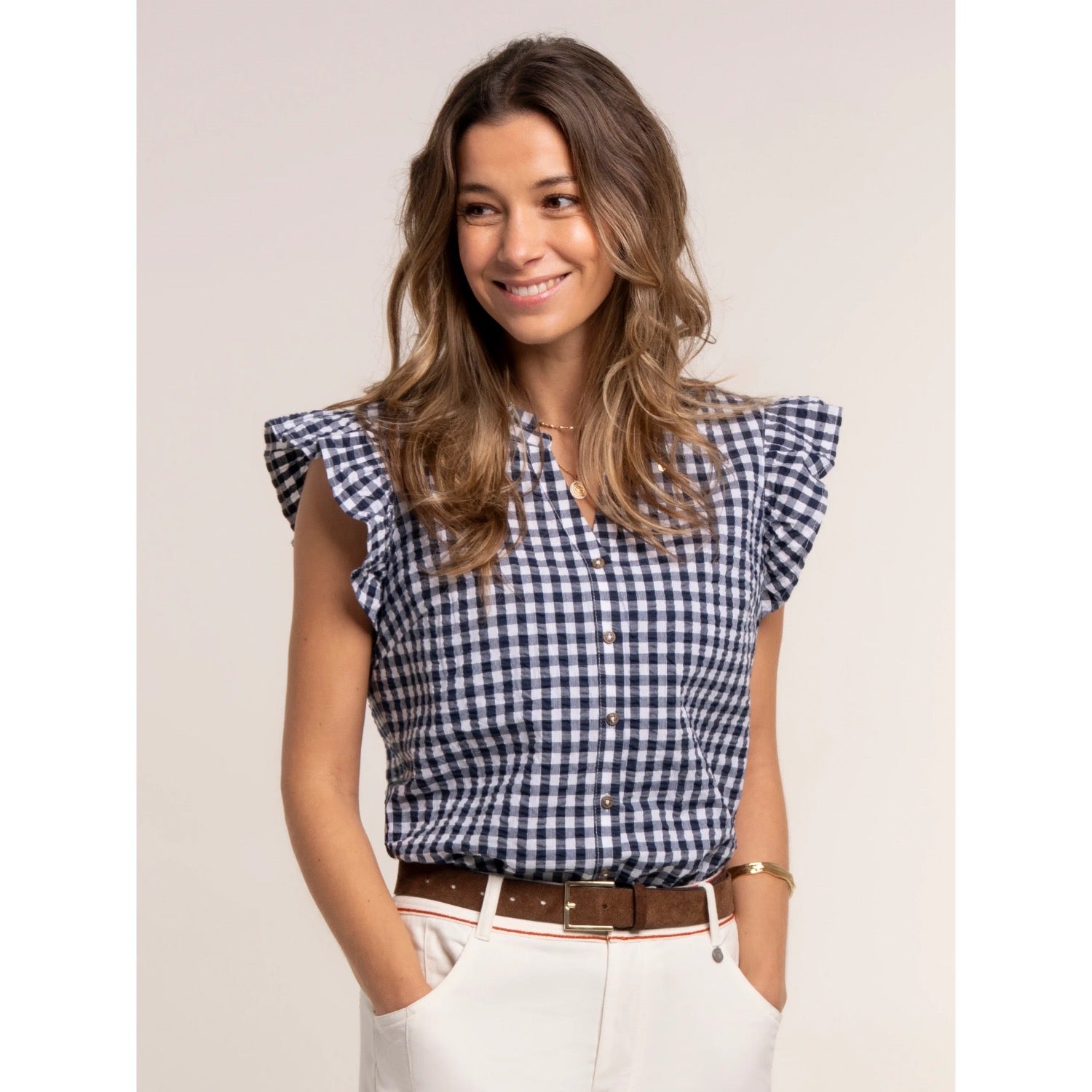 Brakeburn Womens Bia Blouse 14028 Gingham Clothing UK8 / Navy,UK10 / Navy,UK12 / Navy,UK14 / Navy,UK16 / Navy