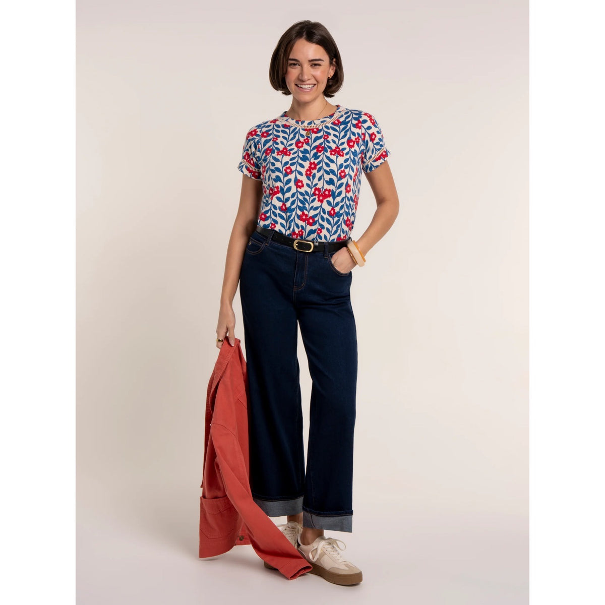Brakeburn Womens Clara T-Shirt Blue Print Clothing UK8 / Blue,UK10 / Blue,UK12 / Blue,UK14 / Blue,UK16 / Blue