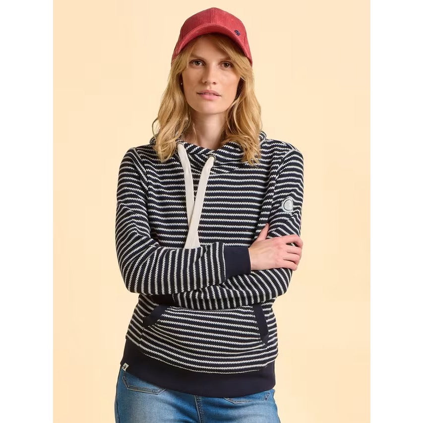 Brakeburn Womens Durlston Elise Hoodie Navy Stripe Clothing UK8 / Navy,UK16 / Navy
