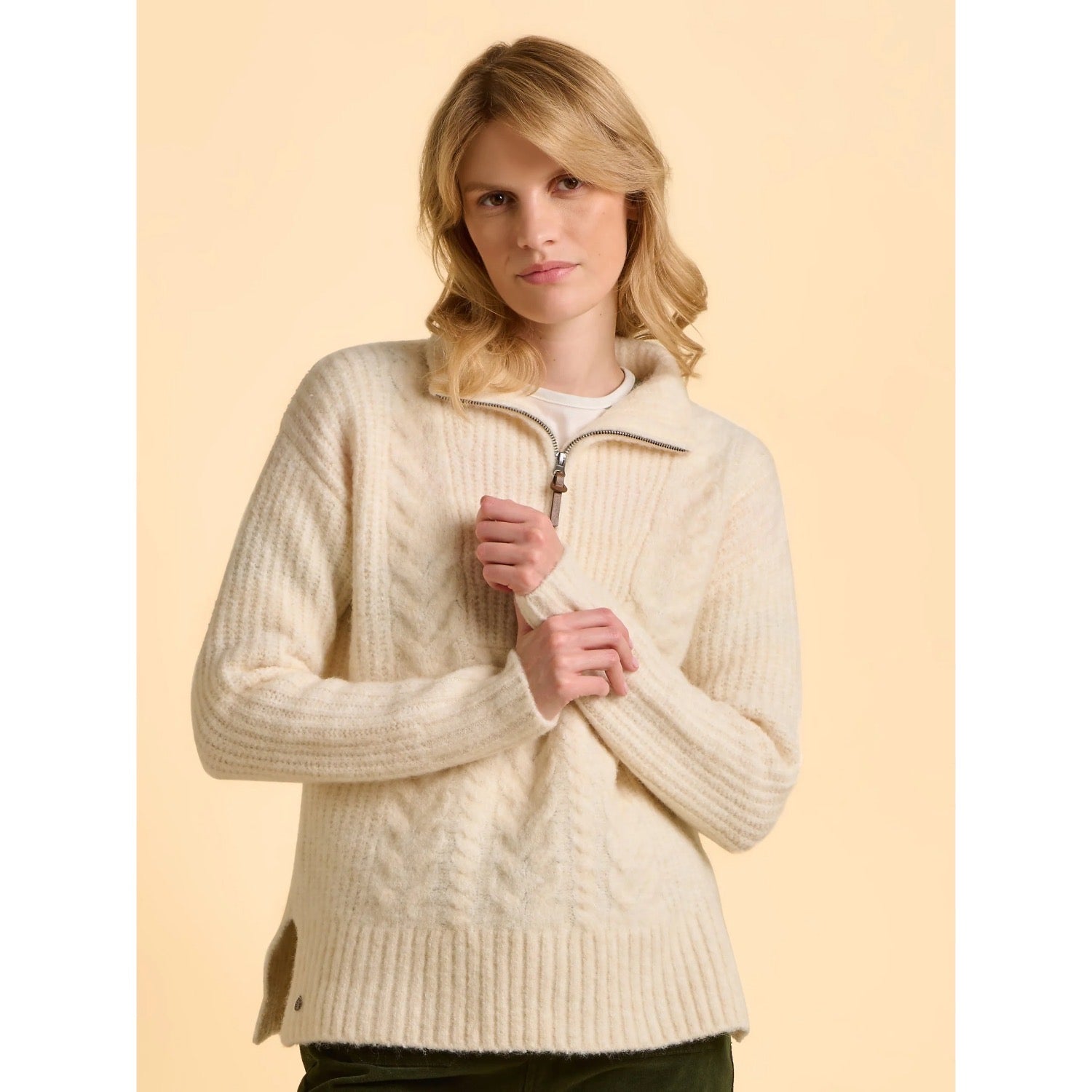 Brakeburn Womens Untamed Quarter Zip Jumper Cream Clothing UK8 / Cream,UK10 / Cream,UK12 / Cream,UK14 / Cream,UK16 / Cream