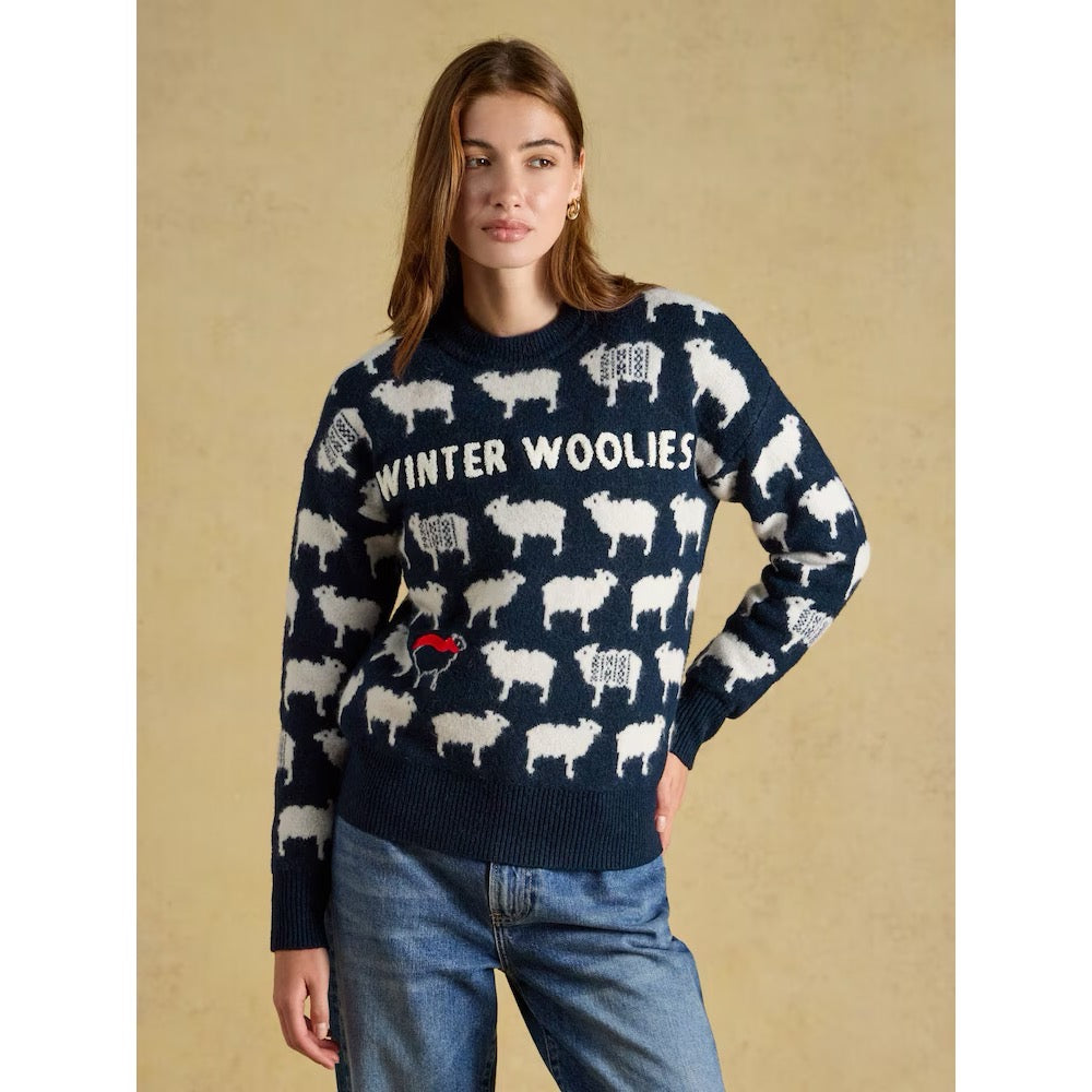 Joules Womens Winter Woolies Jumper G50129 Navy Sheep Clothing S / Navy,M / Navy,L / Navy