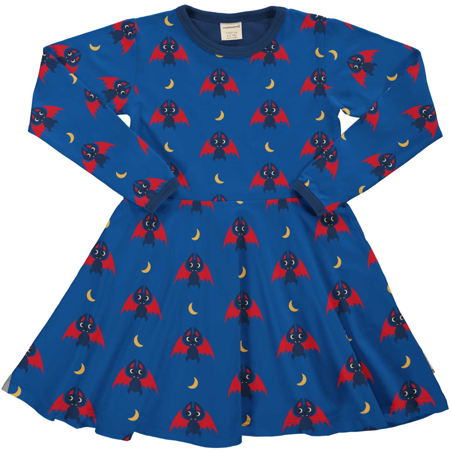 Maxomorra Bat Circle Dress Aw24 Clothing 3-4YRS / Blue,4-5YRS / Blue,5-6YRS / Blue,7-8YRS / Blue,9-10YRS / Blue