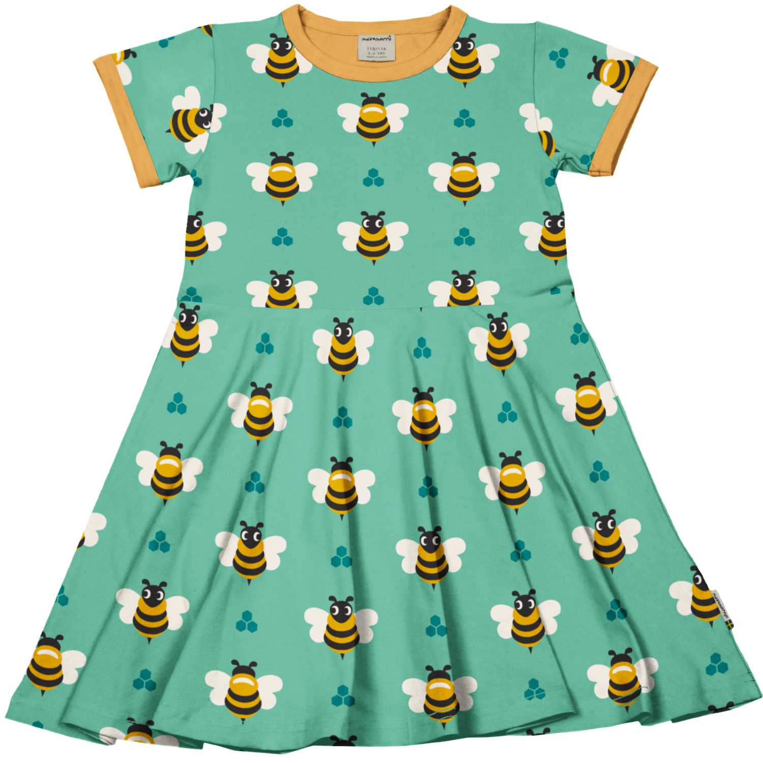Maxomorra Bee Circle Dress Ss24 Clothing 3-4YRS / Green,5-6YRS / Green,7-8YRS / Green