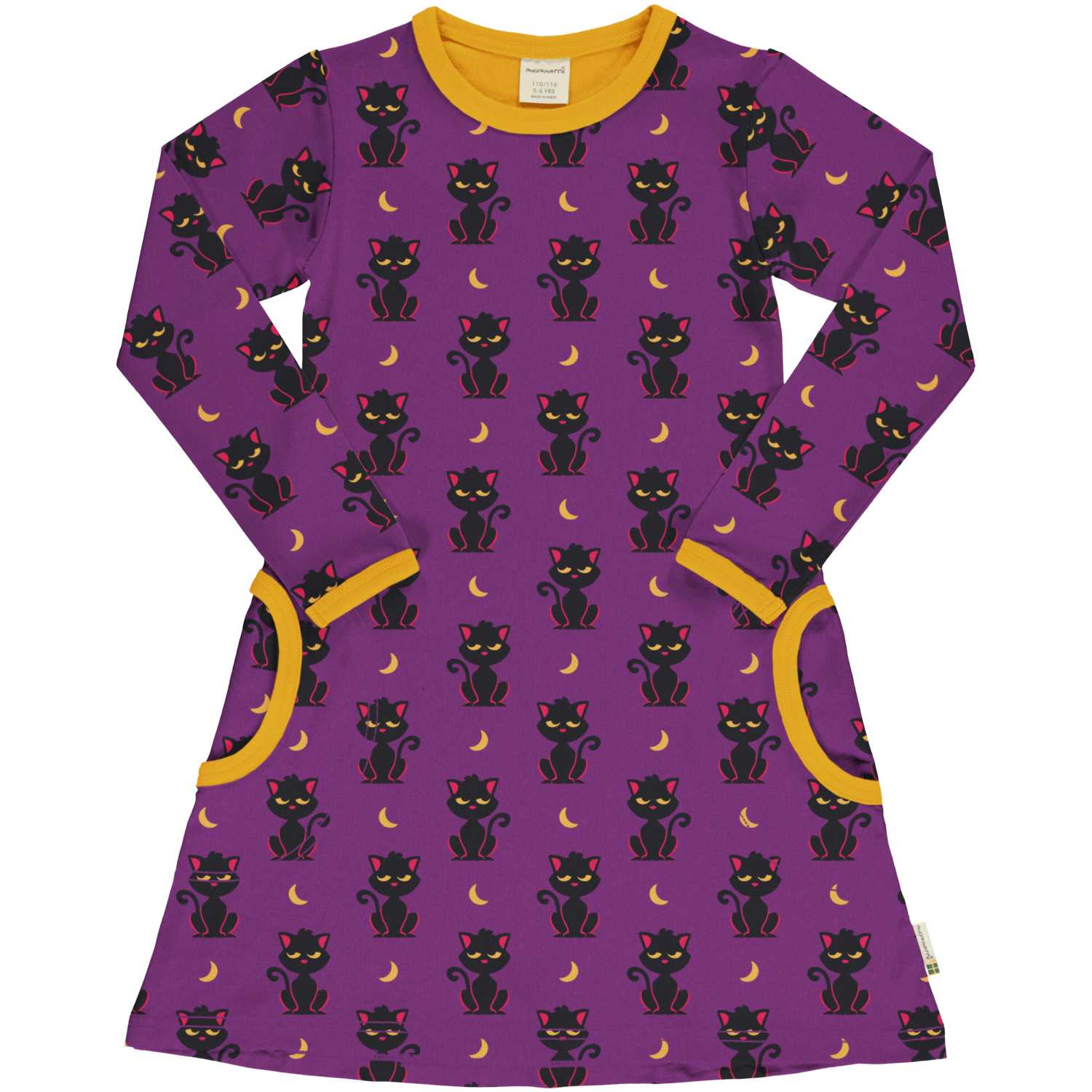 Maxomorra Cat Pocket Dress Aw24 Clothing 2-3YRS / Purple,3-4YRS / Purple,4-5YRS / Purple,5-6YRS / Purple,7-8YRS / Purple,9-10YRS / Purple