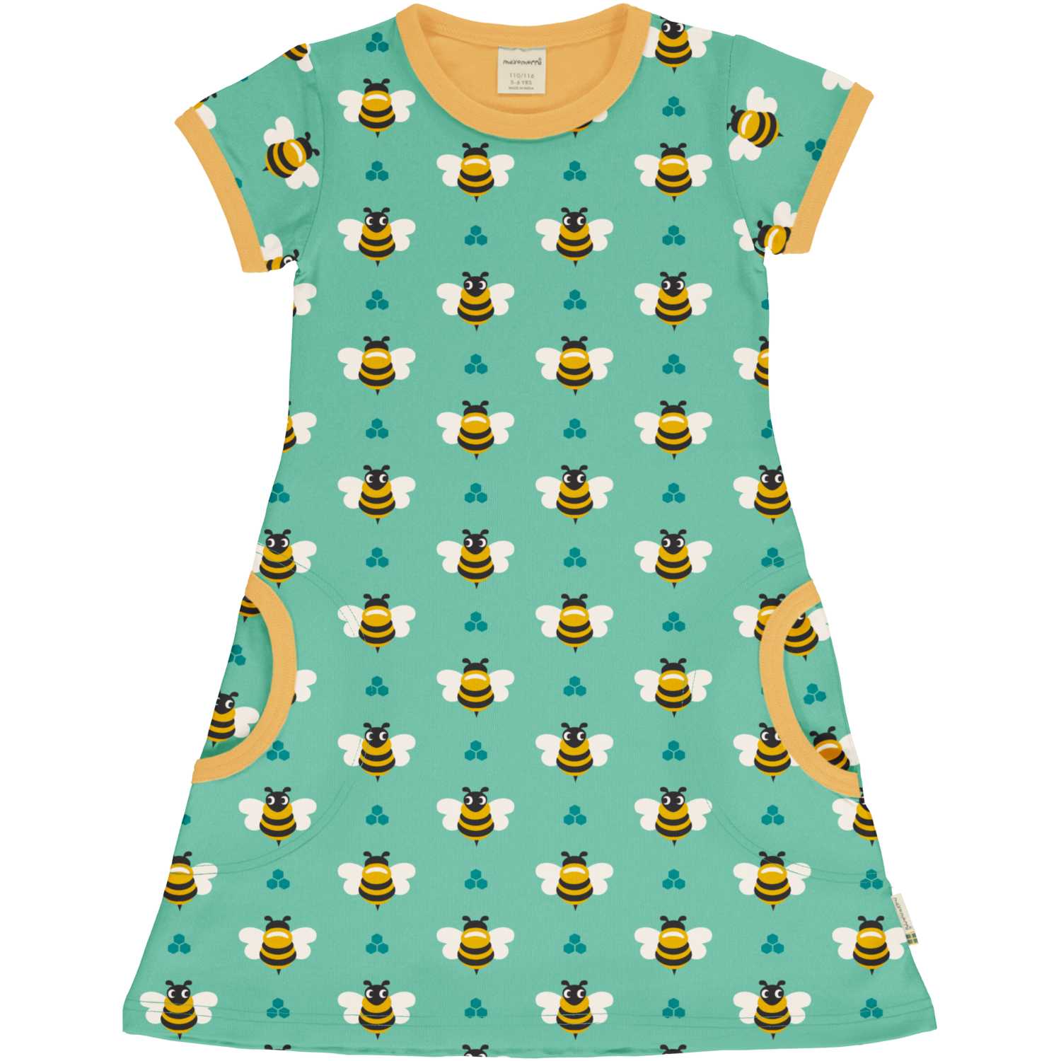 Maxomorra Bee Pocket Dress Ss24 Clothing 3-4YRS / Green,5-6YRS / Green,7-8YRS / Green,1-2 YRS / Green