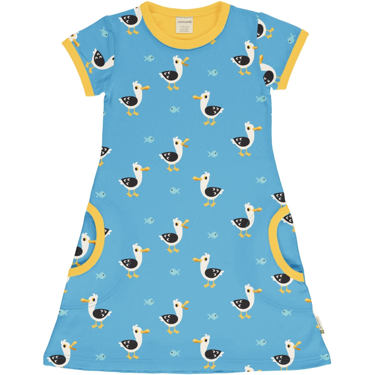 Maxomorra Seagull Pocket Dress Ss25 Clothing 3-4YRS / Blue,5-6YRS / Blue,7-8YRS / Blue