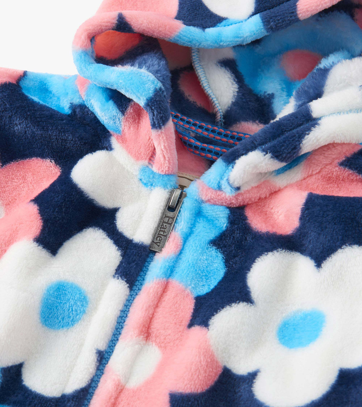 Hatley Big Flowers Full Zip Fuzzy Fleece Clothing 3YRS / Blue,4YRS / Blue,5YRS / Blue,6YRS / Blue,7YRS / Blue,8YRS / Blue,10YRS / Blue,12YRS / Blue