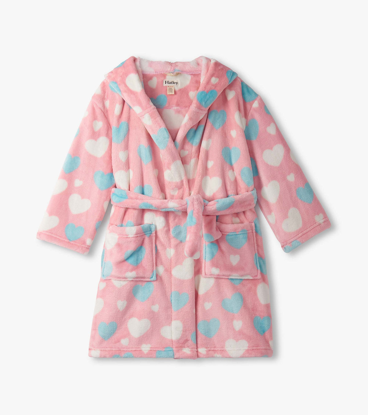 Hatley Big Hearts Fuzzy Fleece Dressing Gown Clothing 2-3YRS / Pink,4-5YRS / Pink,6-7YRS / Pink,8-9YRS / Pink