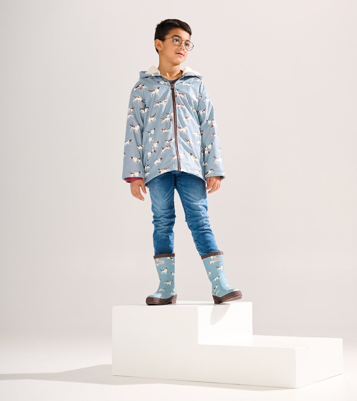 Hatley On The Hunt Sherpa Lined Raincoat Clothing 3YRS / Grey,4YRS / Grey,5YRS / Grey,6YRS / Grey,7YRS / Grey,8YRS / Grey