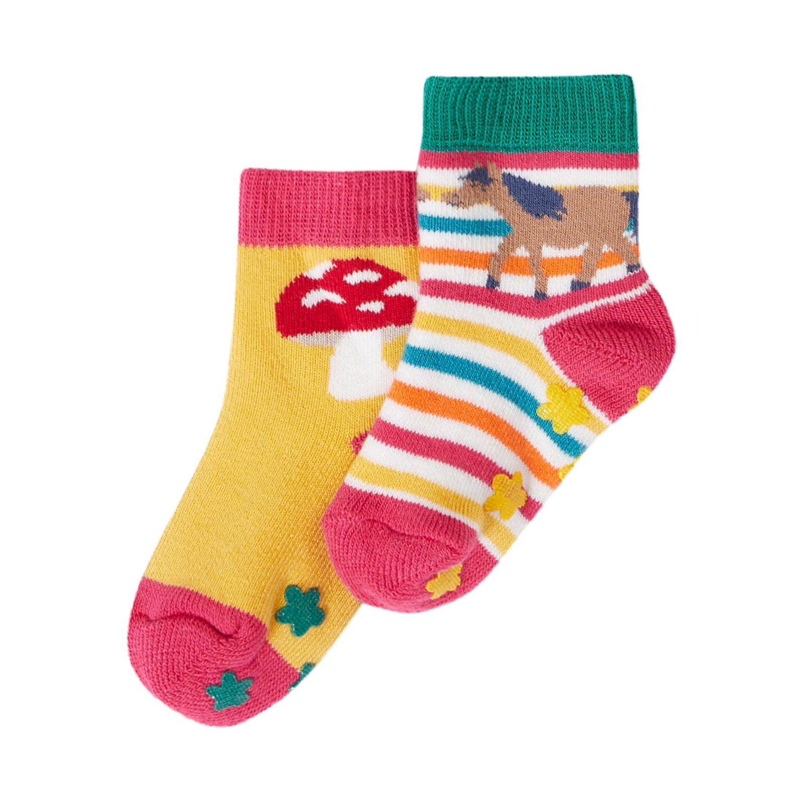 Frugi 2 Pack Grippy Socks 500114A5wwmp Wild Woods Clothing 0-6M / Multi,6-12M / Multi,1-2YRS / Multi,UK6-8 / Multi
