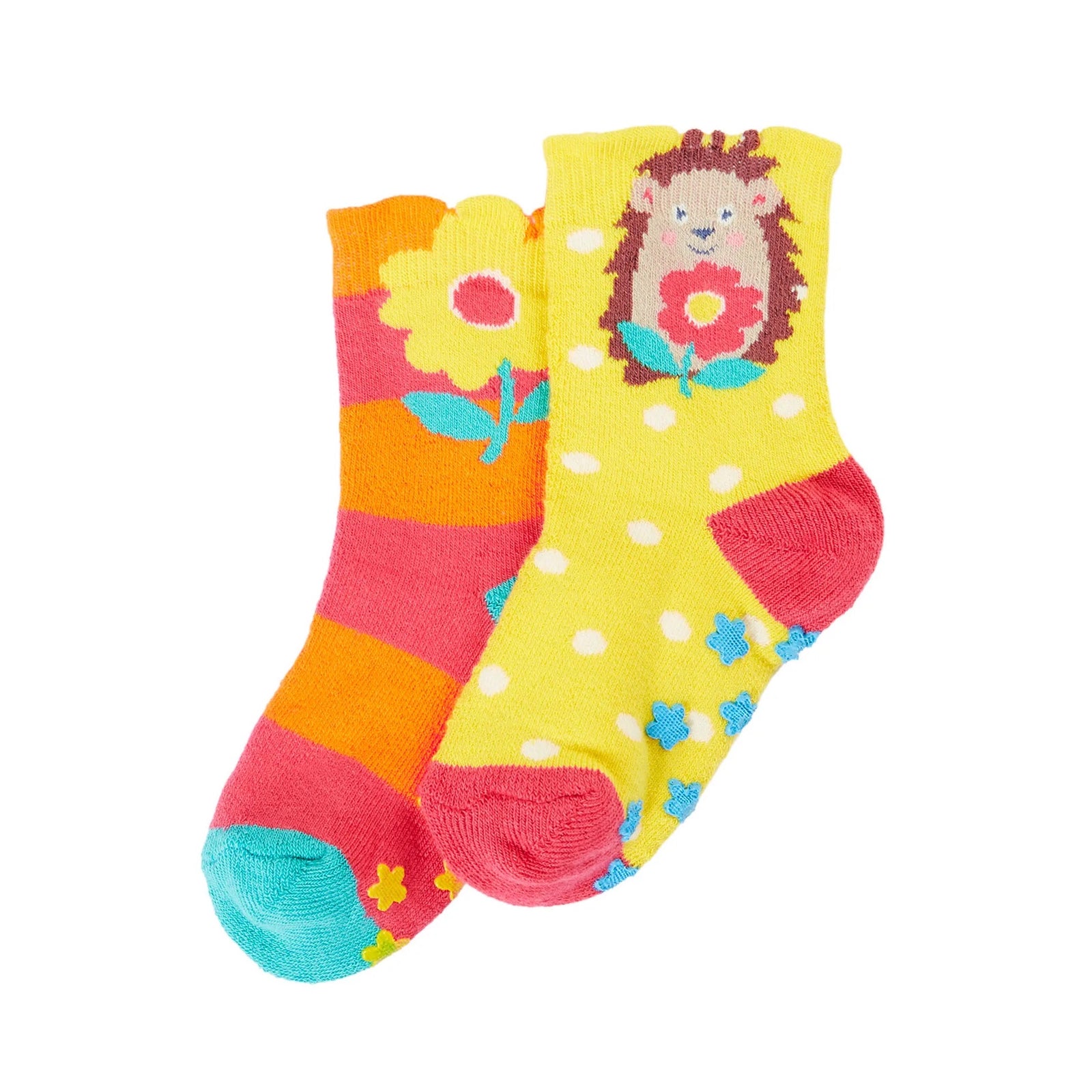 Frugi 2 Pack Grippy Socks 500114S6habv Hedgehog