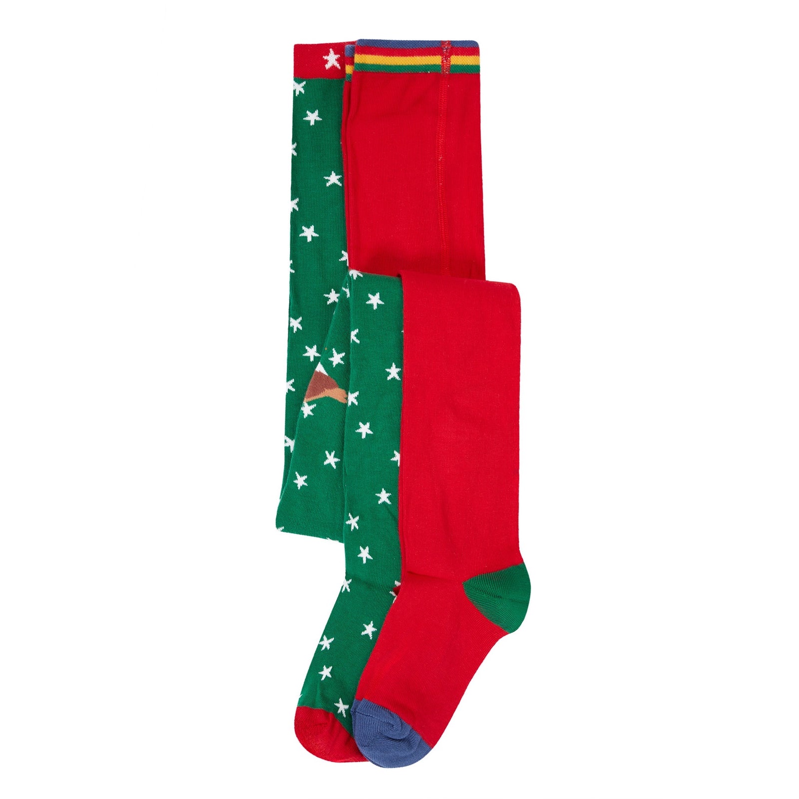 Frugi 2 Pack Tights 500067A5grob Green Robin Red Clothing 2-4YRS / Multi,4-6YRS / Multi,6-8YRS / Multi,8-10YRS / Multi