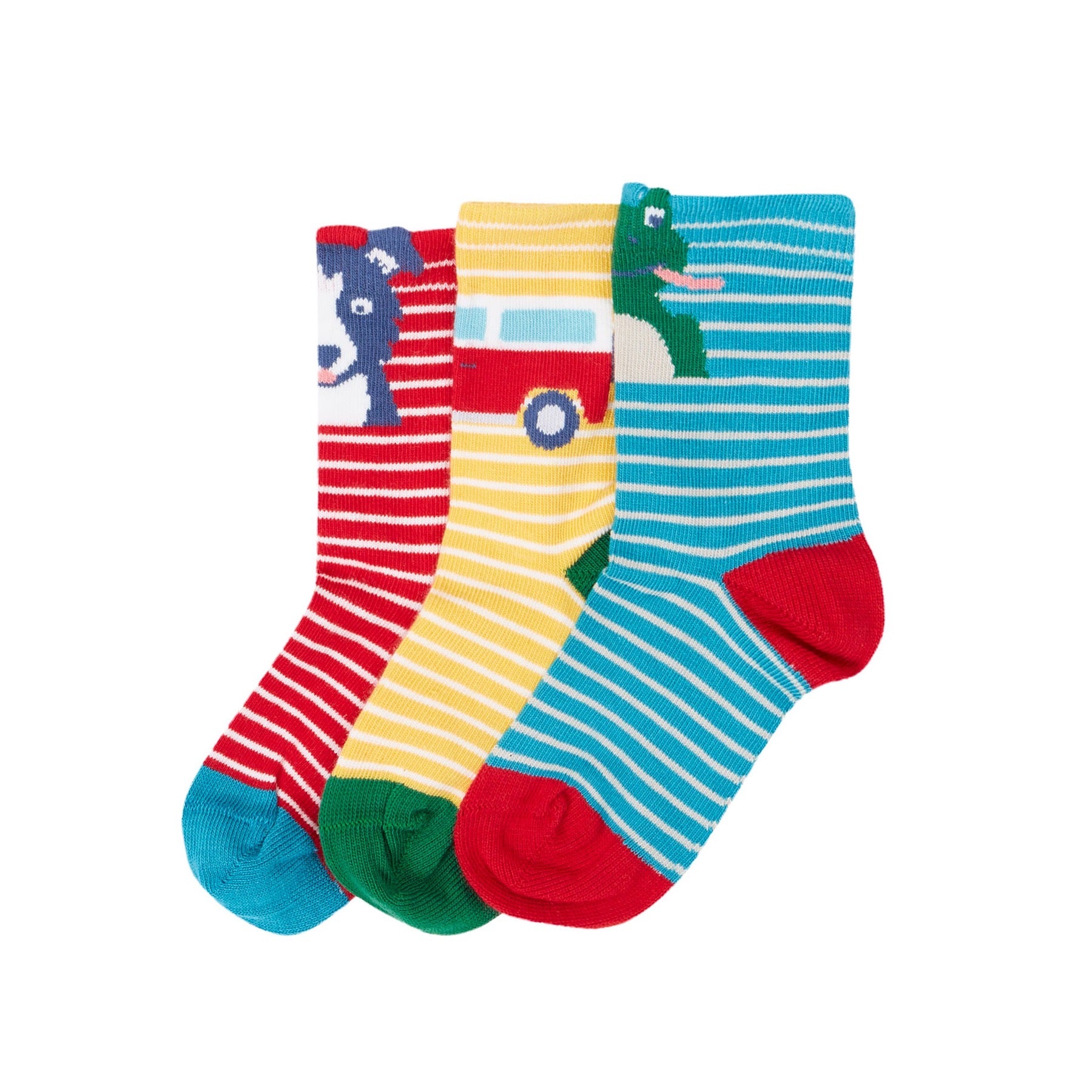 Frugi 3 Pack Infant Socks 500084A5famu Multi Farm