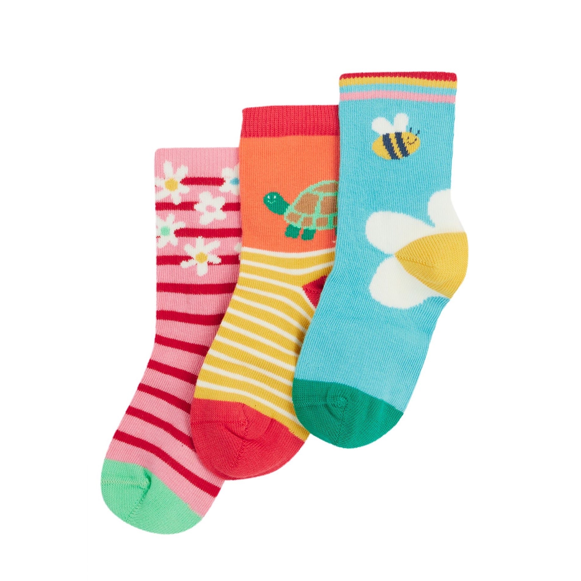 Frugi 3 Pack Infant Socks Daisy Multipack 500084S5damu Clothing 0-6M / Multi,6-12M / Multi,1-2YRS / Multi,UK6-8 / Multi