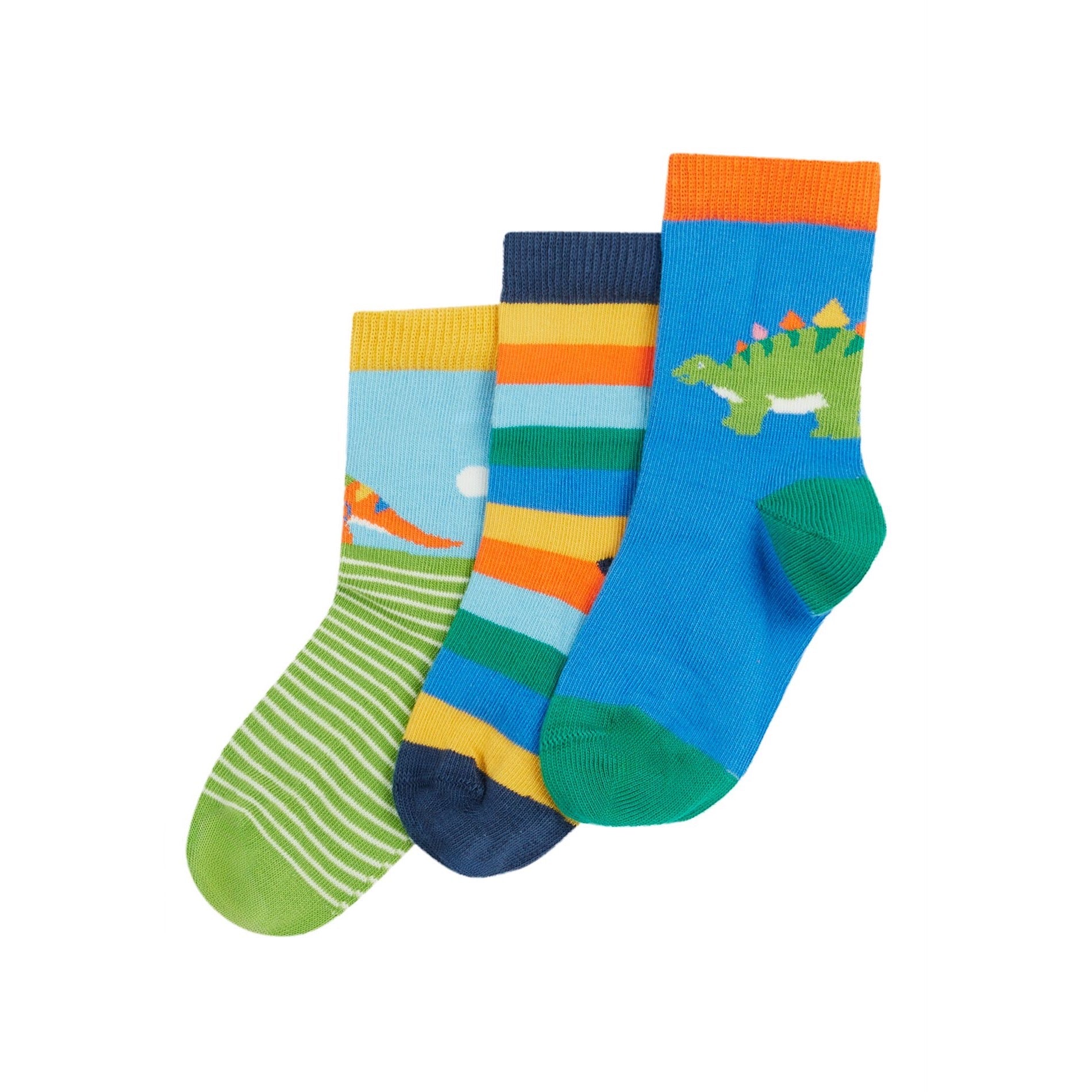 Frugi 3 Pack Infant Socks Dino Multipack 500078S5swli Clothing 0-6M / Multi,6-12M / Multi,1-2YRS / Multi,UK6-8 / Multi