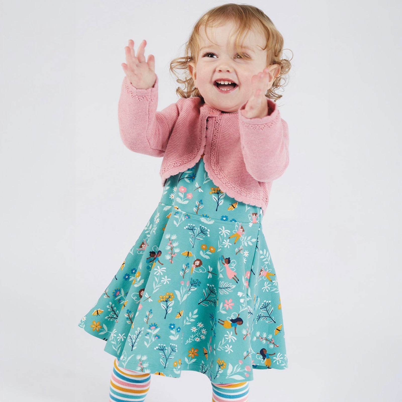 Frugi Amy Pink Bolero Infant Cardigan Clothing 3-6M / Pink,6-9M / Pink,9-12M / Pink,12-18M / Pink,18-24M / Pink,2-3YRS / Pink,3-4YRS / Pink