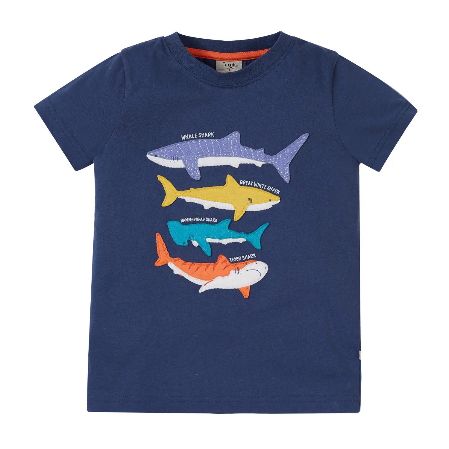 Frugi Avery Shark T-Shirt Pg6na Clothing 2-3YRS / Navy,3-4YRS / Navy,4-5YRS / Navy,5-6YRS / Navy,6-7YRS / Navy,7-8YRS / Navy,8-9YRS / Navy