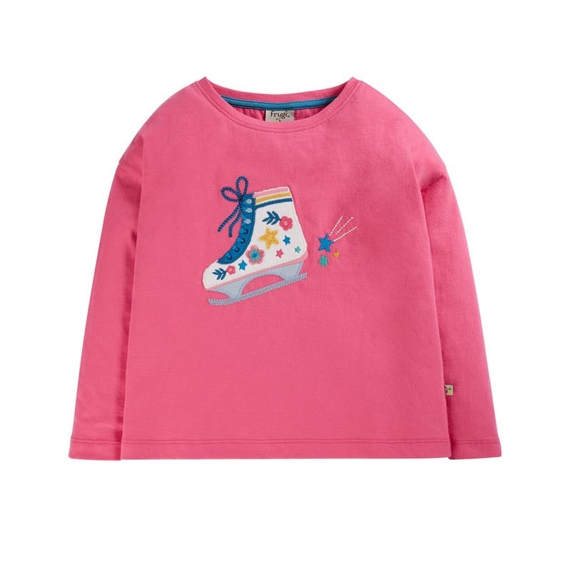 Frugi Beau T-Shirt Pink Ice Skate Clothing 2-3YRS / Pink,3-4YRS / Pink,4-5YRS / Pink,5-6YRS / Pink,6-7YRS / Pink,7-8YRS / Pink