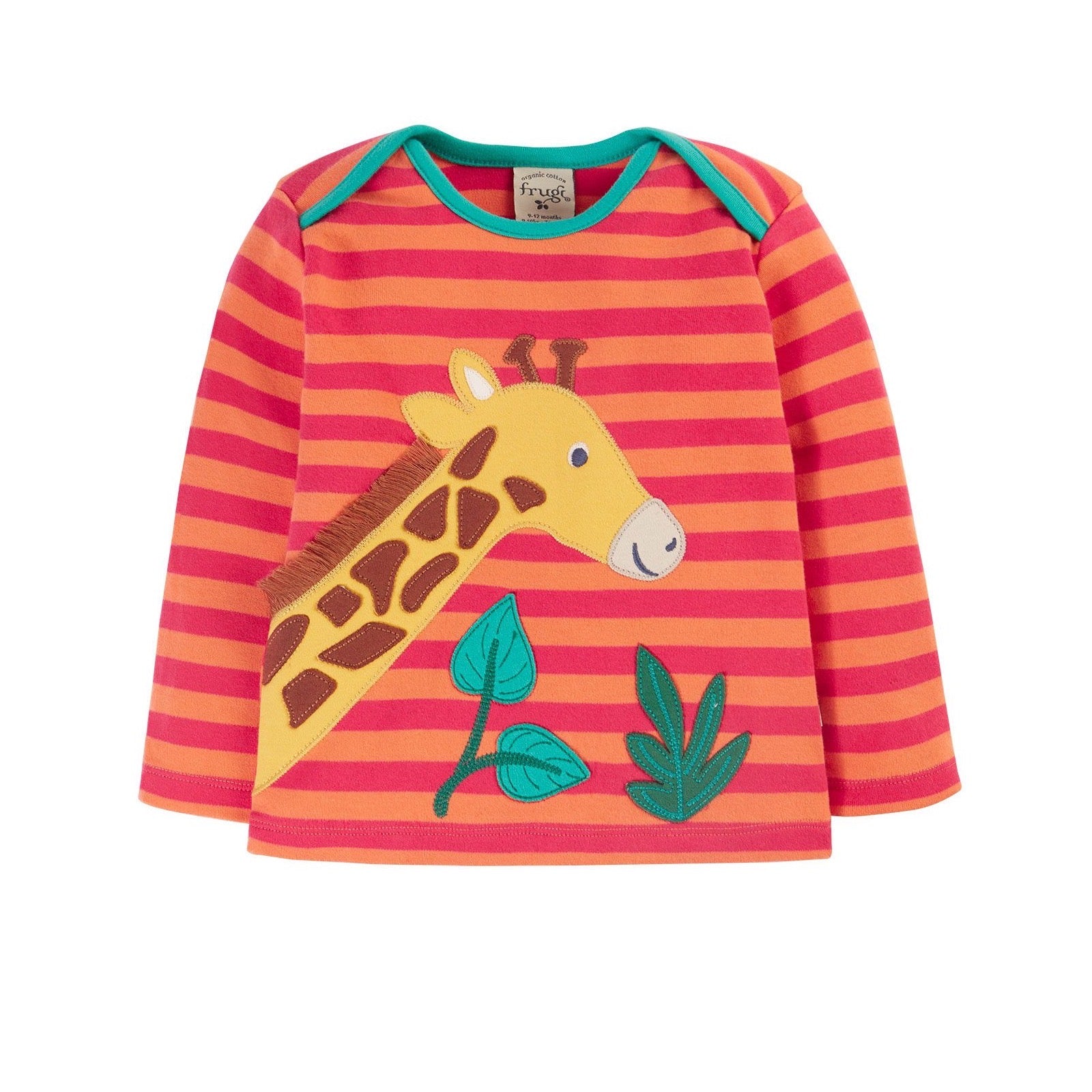 Frugi Bobby Infant T-Shirt 500164A4csgf Giraffe Clothing 3-6M / Coral,6-9M / Coral,9-12M / Coral,12-18M / Coral