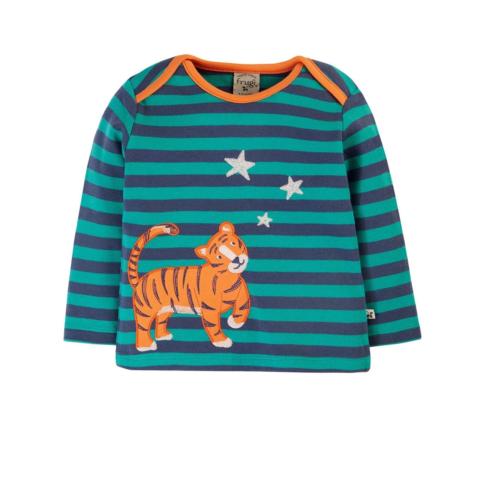 Frugi Bobby Infant T-Shirt 500164A4istg Tiger Clothing 3-6M / Green,6-9M / Green,9-12M / Green,12-18M / Green